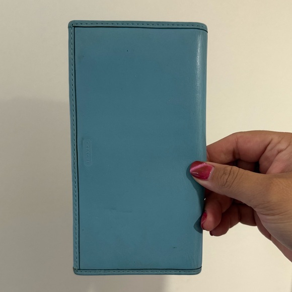Blue Coach Leather Wallet Checkbook - Picture 1 of 7